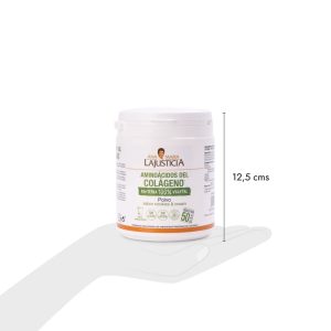Aminoácidos del Colágeno contiene exclusivamente proteína 100 % vegetal. Los guisantes y las lentejas son las materias primas de este compuesto, rico en lisina, glicina y prolina.