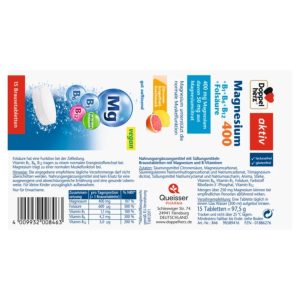 Magnesio Efervescente 400 mg + Vitaminas B1+B2+B6+ Ácido fólico - Doppelherz - Imagen 3
